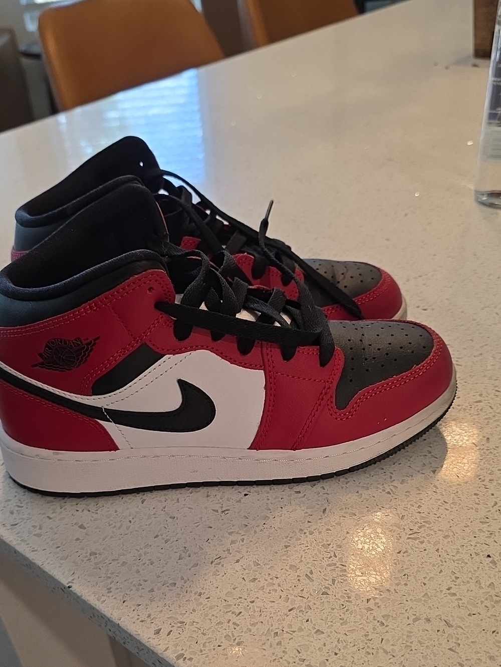 Jordan Kids Mid-Top Sneakers in Red, Black & White